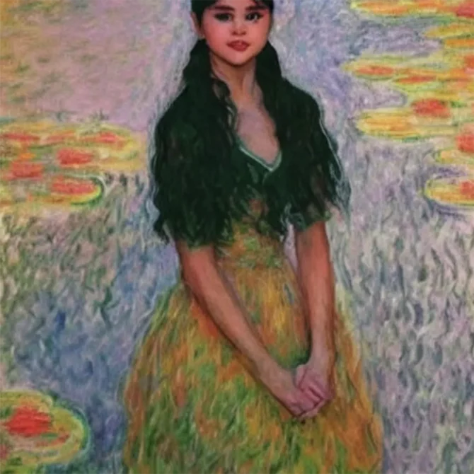 Selena Gomez in the style of Claude Monet     1